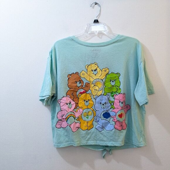 CARE BEARS Teal Cropped Short Sleeve Tie Front Top Embroidery Womens 3XL - Picture 7 of 11